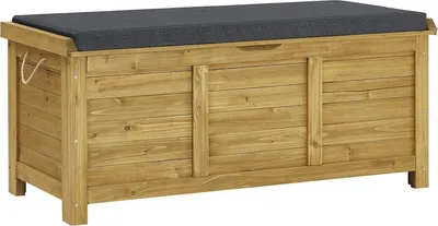 Image de Coffre de jardin "Gana" en bois - 125 x 60 x 55 cm - Marron