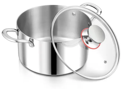 Image de Casserole en acier inoxydable avec couvercle en verre et d'une capacité de 5 litres