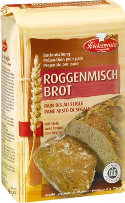 Produktbild von Küchenmeister zmes na pečenie zmiešaného ražného chleba 1 kg na dva bochníky po 750 g