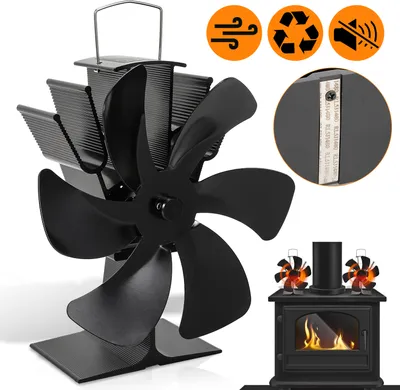 Produktbild von TolleTour Kaminofen Ventilator 6 Blatt Gebläse für Ofen 50-350°C Kaminventilator stromlos wärmebetrieben
