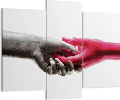 Produktbild von Bild auf Leinwand - Leinwandbild - 3 Teile - Hilfe Hände Symbol - 130x100cm - Wand Bild - Wanddeko - Wandbilder - Leinwanddruck - Bilder - Wanddekoration - Leinwand bilder - Wandbild - CB130x100-4483