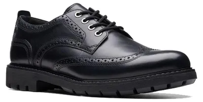 Image de Clarks Chaussures à lacets Batcombe Far, cuir lisse, noir, homme