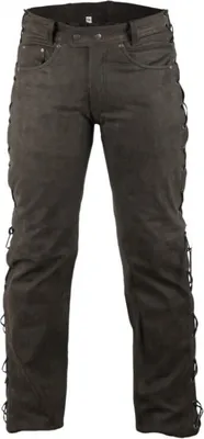 Produktbild von Nubuk Lederhose Bikerhose Rockerhose Motorrad Lederjeans Braun geschnürt(30)