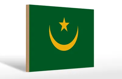 Produktbild von Holzschild Flagge Mauretaniens 30x20cm Flag of Mauritania