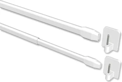 Produktbild von Interdeco Vitragestangen mit Klebehaken, Scheibenstange Weiß, 80-140 cm (Packung 2 Stück)