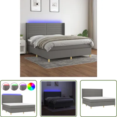 Produktbild von The Living Store Boxspringbett mit Matratze & LED Dunkelgrau 160x200 cm Stoff