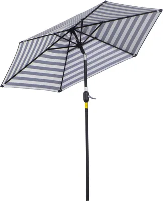 Produktbild von Sonnenschirm Gartenschirm Terrassenschirm Gestell Stahl im Freien Blauer Streifen Ø230 x 216 cm