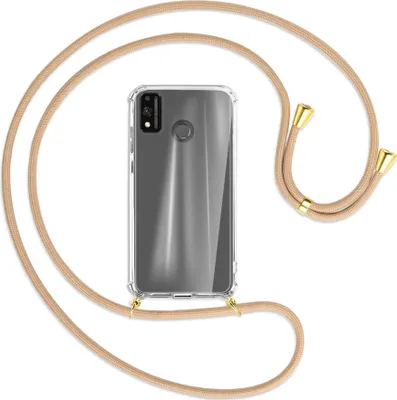 Produktbild von Handykette Backcover-Schutzhülle mit Band (Metall goldfarben) für Honor 9X Lite - beige