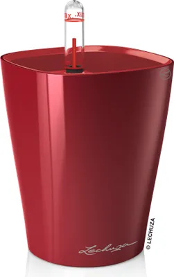 Produktbild von LECHUZA-Pflanzgefäß Mini-DELTINI Premium Scarlet Rot Hochglanz | Tischgefäß mit Bewässerungssystem | Hochglanz-Oberfläche | 10 x 10 x 13 cm | 14960