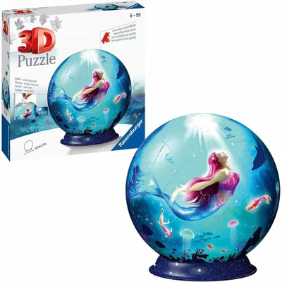 Produktbild von Ravensburger 11250 - 3D Puzzle-Ball Bezaubernde Meerjungfrauen 72 Teile