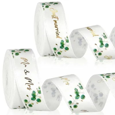 Image de Lot de 2 rouleaux de rubans pour mariage, 4,5 mètres x 15 mm