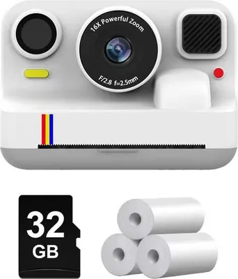 Image de Appareil photo instantané pour enfants - K12 - Impression thermique directe - Vidéo 1080p - Jeux et musique - Format mini - Batterie au lithium - Blanc