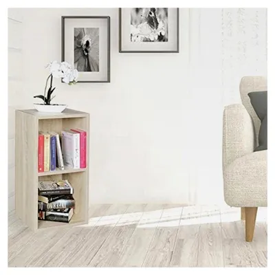 Produktbild von Standregal Holz 30x60x30 cm Modern Sonoma Regal Klein, Wandregal Ablageregal Schmal, Kleines Bücherregal mit 2 Ablagefächern, Schmales Design Nischenregal