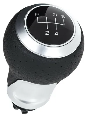 Immagine prodotto di Manopola del cambio Knauf in alluminio nero + morsetto in pelle a 5 marce, compatibile con VW, Audi, Seat e Skoda