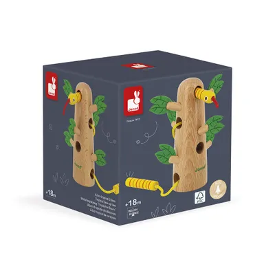Image de Janod Tropik - Jeu d'enfilage en bois arbre - Jouet de motricité