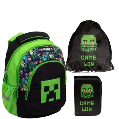Produktbild von ASTRA Minecraft Schulset – Schulrucksack, Federmäppchen und Turnbeutel für Jungen Grundschule