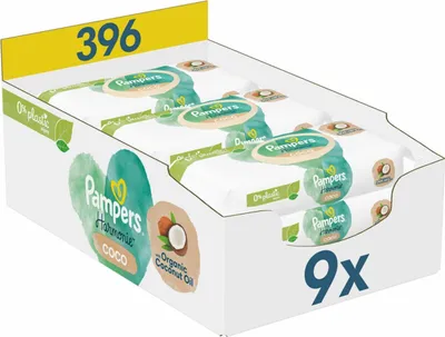 Zdjęcie produktu dla Pampers Pure Protection Chusteczki nawilżane dla niemowląt z olejkiem kokosowym (9×44 szt.)