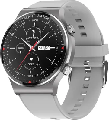 Produktbild von TPFNet Smartwatch mit Silikon Armband - individuelles Display - Smartwatch EKG Armbanduhr mit Schrittzähler, Kalorien uvm. - Modell SW20 - Grau