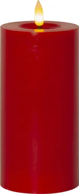 Produktbild von Star Trading 061-45 LED-Wachskerze "Flamme Flow"rot, ca. 17,5x7,5 cm, naturgetreue Flamme,Batterie, Timer,Vierfarb-Karton