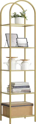 Produktbild von Regal, Bücherregal 5 Ebenen, Standregal aus Hartglas, Aufbewahrungsregal