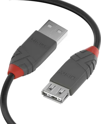 Produktbild von Lindy 36704, 3 m, USB A, USB A, USB 2.0, 0,48 Gbit/s, Schwarz, Grau