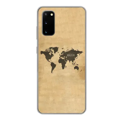 Produktbild von MuchoWow® Handyhülle Schutzhülle Hülle für Samsung Galaxy S20 Weltkarte - Braun - Zitat Silikon Softcase Handy Hülle - Bild