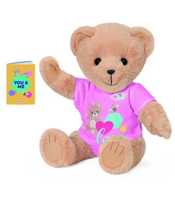 Produktbild von BABY born Teddy mit pinkem Strampler und beweglichen Armen und Beinen