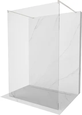 Produktbild von Mexen Kioto freistehende Duschwand 125 x 200 cm, transparent 8 mm, gebürstetes Nickel - 800-125-002-97-00
