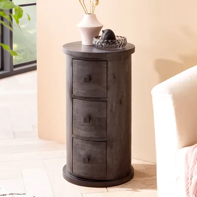 Obrázek produktu pro Designový příborník mango masivní dřevo černá 34x65x34 cm | Wohnling