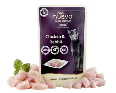 Obrázok produktu pre Nuevo Cat Adult Chicken & Rabbit 16 x 85g - kapsičky pre mačky s kuracím a králikom