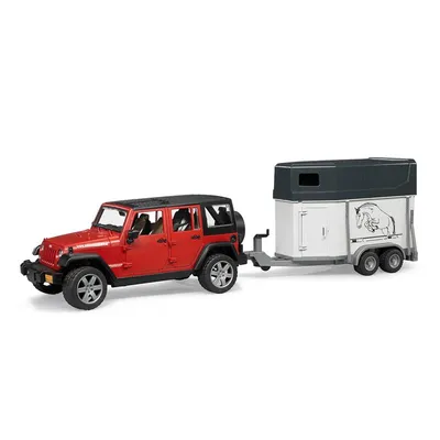 Produktbild von bruder Jeep Wrangler Rubicon m. Pferdeanhänger und Pferd, Maßstab 1:16