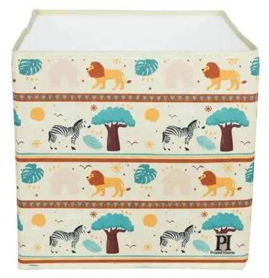 Produktbild von Prendi Home Aufbewahrungsbox 30x30x30 cm faltbar – Kinderzimmer Stoffbox Motiv Löwe ve Zebra