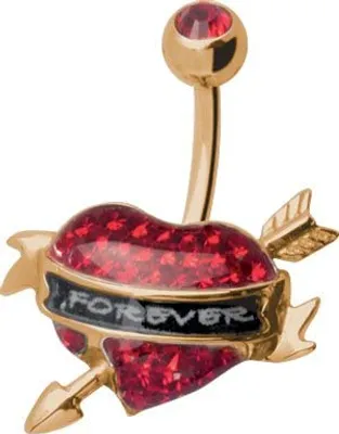 Produktbild von Karisma Hochwertige Bauchnabel Piercing Forever Gold Edelstahl 316L Sealed mit Kristall Elements Rot