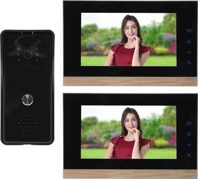 Obrázek produktu pro Drátový video interkom, 7" vizuální zvonek s kamerou, 6 infračervených světel pro vily, domy, byty, kanceláře, dotykové ovládání, černý