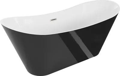 Zdjęcie produktu dla Mexen Celia wanna wolnostojąca 170 x 75 cm, biała/czarna, przelew nikiel szczotkowany - 52331707575-97