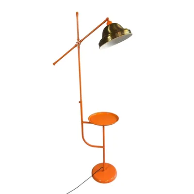 Produktbild von Kupferfarbene, Orangefarbene Schirm, Moderne Dekorative Metall-Stehlampe mit E27-Fassung
