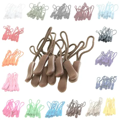 10 Zipper Schlaufen für Reißverschlüsse braunbeige