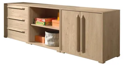 Produktbild von Vipack Kinderregal Schrank mit 3 Schubladen und 2 Türen, Naturholz