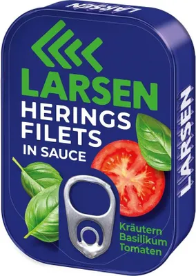 Produktbild von LARSEN Heringsfilets Tomaten-Basilikum-Sauce 110g