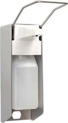 Produktbild von Wandspender 27,5 cm x 8,5 cm x 23 cm "Aluminium" 500 ml, Langarmhebel, inkl. Leerflasche