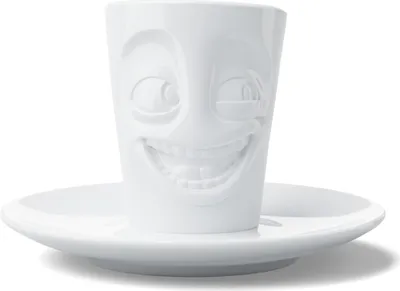 Immagine prodotto di FIFTYEIGHT PRODUCTS T021601 FIFTYEIGHT Espresso Mug mit Henkel 80ml - Witzig weiß