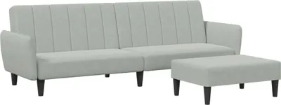 Image de vidaXL Canapé-lit 2 places avec repose-pieds gris clair velours