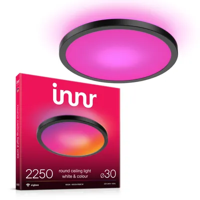 Produktbild von Innr Smart LED Deckenlampe 30cm, Zigbee, funktioniert mit Hue*, White & Color, Deckenleuchte Wohnzimmer, RGB LED Lampe Dimmbar, schwarz, 2250 Lumen