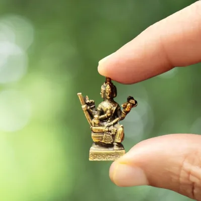 Miniatur-Messing-Idol, viergesichtiger Buddha, 1,8 cm