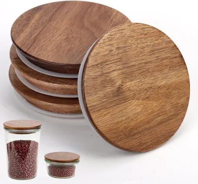 4 Holzdeckel für Gläser Ø 100 mm mit Silikondichtung