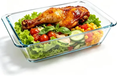 Imagen del producto de Recipiente de vidrio para horno con asas, de 3500 ml, apto para horno y microondas