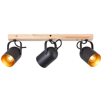 Produktbild von Spotbalken 3flg gold/schwarz/holz
