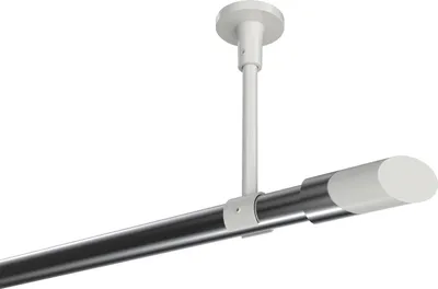 Produktbild von Interdeco Gardinenstange / Vorhangstange Chrom / Weiß, Typ Sonette Verano (Schräge Bicolor) ohne Ringe, Deckenmontage, 20 mm Ø 1-läufig, 540 cm