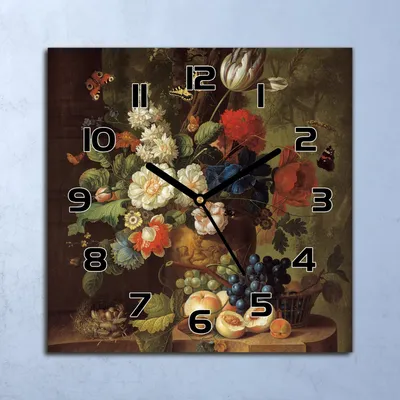 Produktbild von Wanduhr Echt-Glas-Küchenuhr Buntes Blumenstrauß Quarz 30x30 Deko Bilder