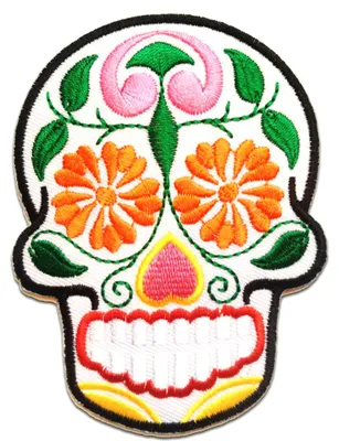Produktbild von Totenkopf Skelett - Aufnäher, Bügelbild, Aufbügler, Applikationen, Patches, Flicken, Zum Aufbügeln, Größe: 7.1 x 9.4 cm